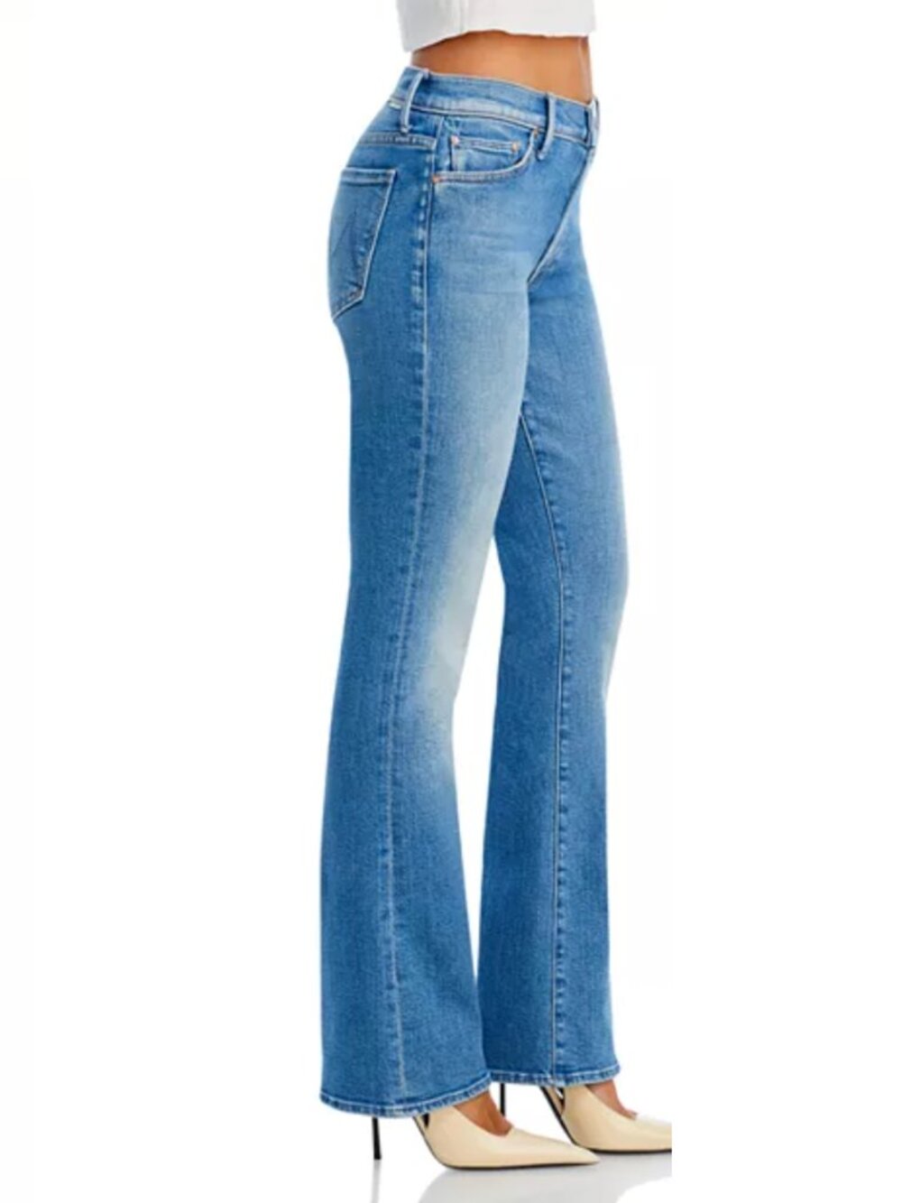 MOTHER Petites Lil' MOTHER The Lil' Outsider Mid Rise Sneak Jeans
